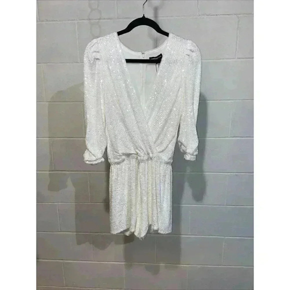 Generation Love Women's Allegra Sequin Romper White REVOLVE Cocktail Party NEW‎ - Picture 1 of 6